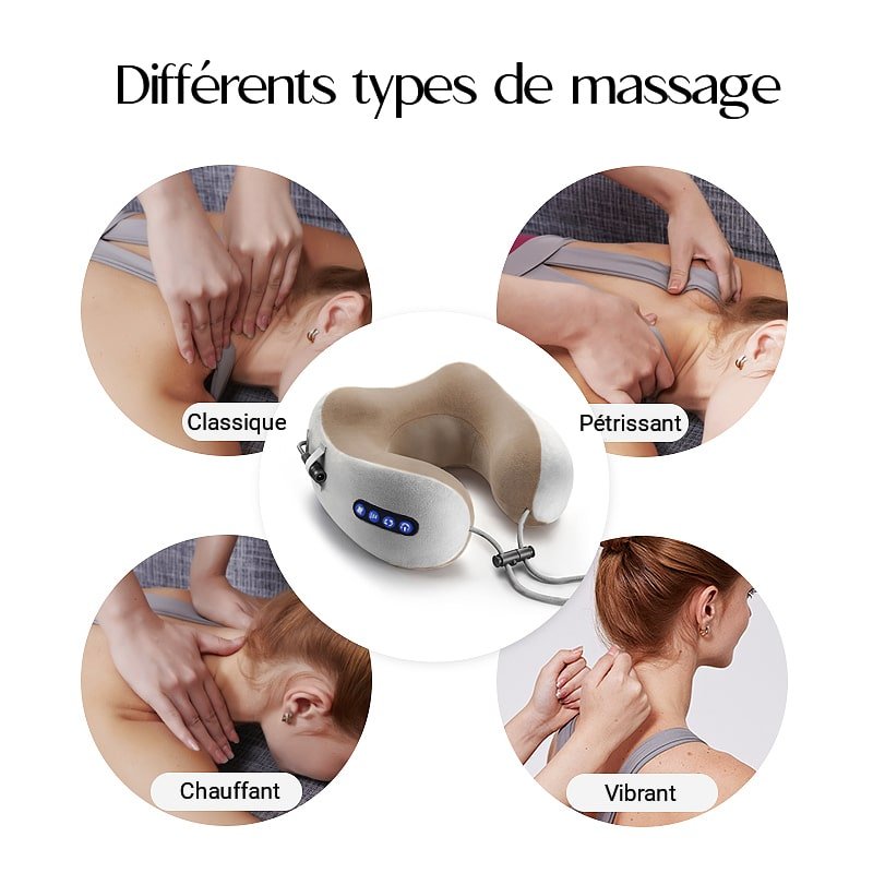 Différents types de massage du coussin de massage chauffant, vibrant, pétrissant